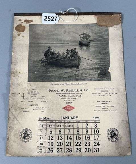 Frank W. Kimball & Co. 1920 Calendar image