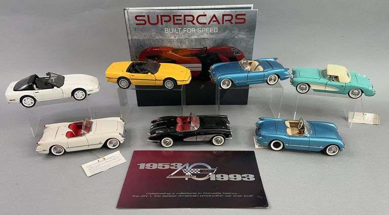 Super Car Book, Corvette,  & Misc. Die Cast Model Cars image