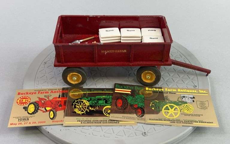 Vitntage Metal Massey-Harris Wagon & Antique Show Plates image