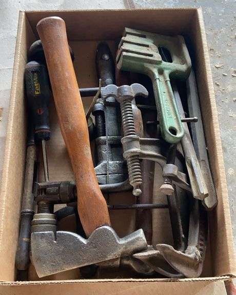Hatchet, C Clamps, and Hand Tools image