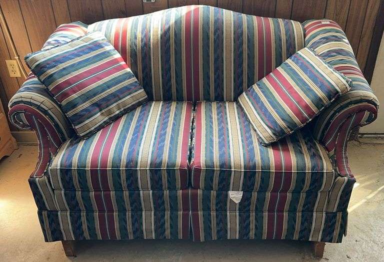 Colorful Striped Loveseat image