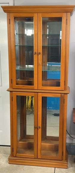 Wood And Glass Curio Cabinet With Light image