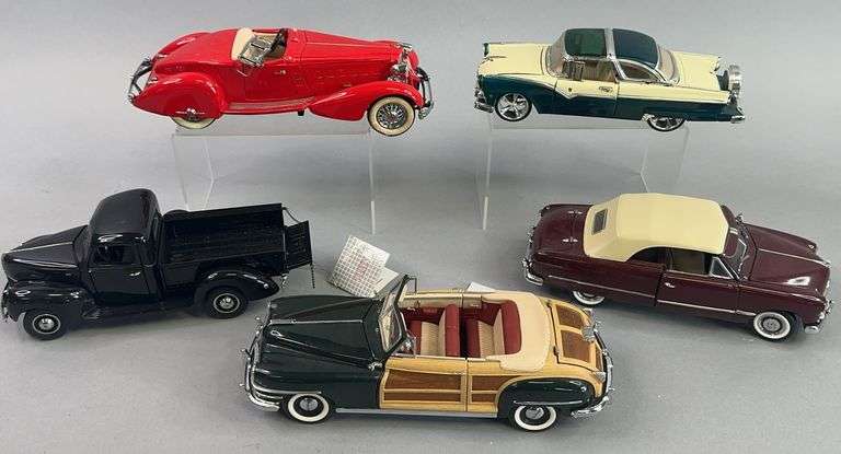 Five Die Cast Cars Chrysler Packard Ford image