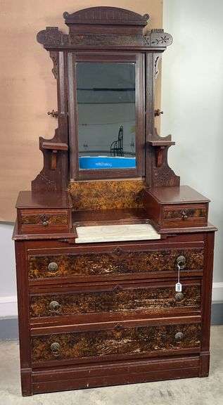 Marbled Top Dresser With Mirror image