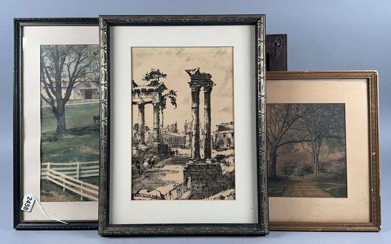 3 Medium Size Wall Art and Embellished Mirror image