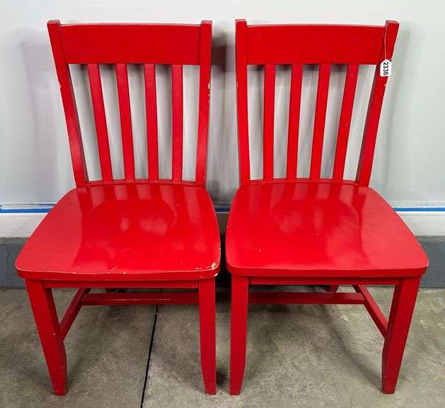 A Pair of Sturdy Red Kitchen Chairs image