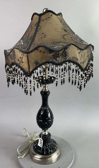 Glass Lamp with Beaded Shade image