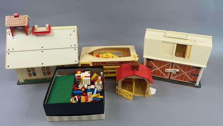Vintage Fischer Price Play Family Camper, School And Barn Miscellaneous Toys image