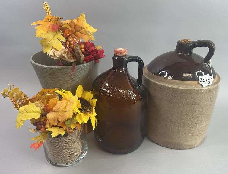 Crock Jug  Glass Clorox Bottle Fall Decor And Miscellaneous image