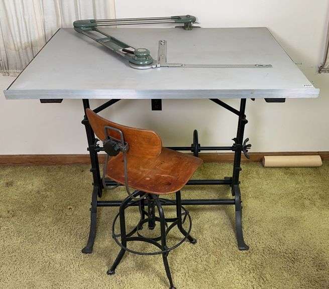 Adjustable Drafting Table & Stool image