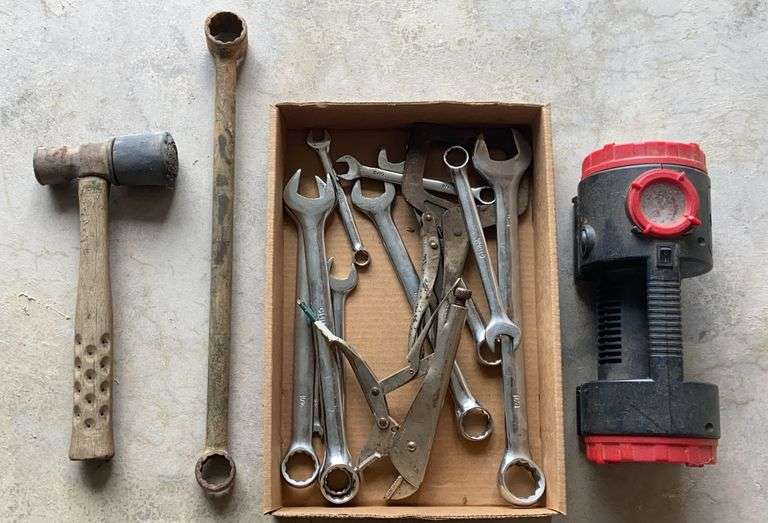 Flash Lights, combination Wrenchs, and Vice Grips image