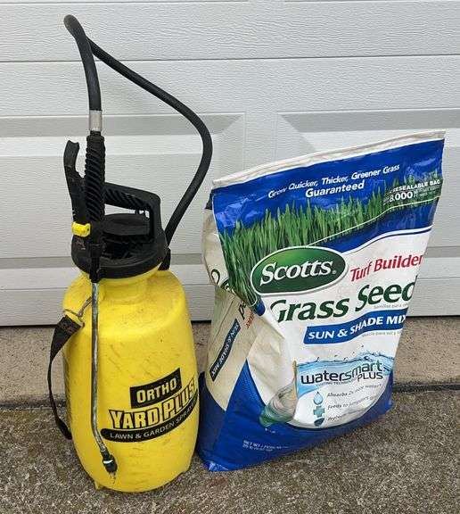 2 Gallon Yard Sprayer And Bag Of Scott's Turf Builder Grass Seed image