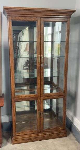 Jasper Cabinet Company Glass And Wood Curio Cabinet With Light. image