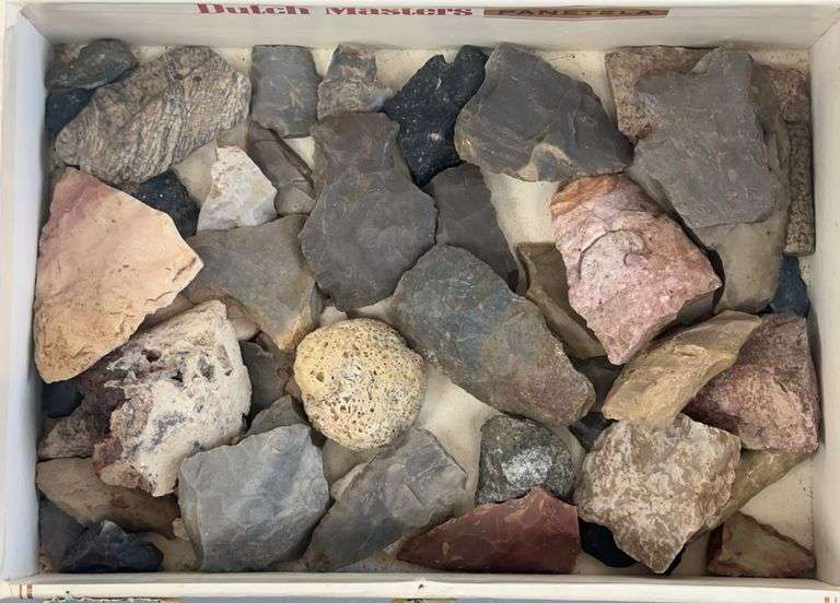 Cigar Box of Misc Arrowheads & Pieces image