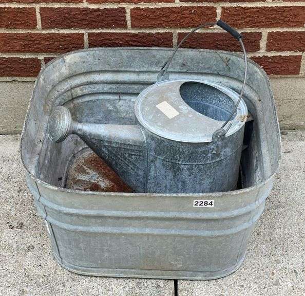 Galvanized Tub & Watering Can image