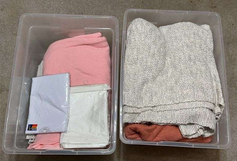 2 Tubs of Bedclothes and Blankets image