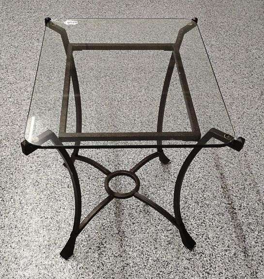 Rectangular Iron Table with Glass Table Top image