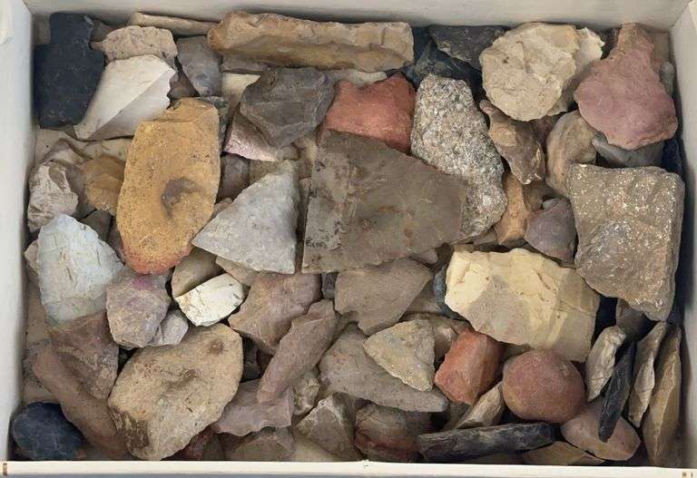 Cigar Box of Misc Arrowheads & Pieces image