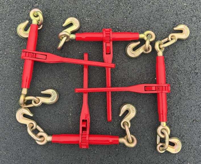 (4) 5/16" - 3/8" Ratchet Type Chain Binders image