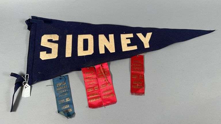 Vintage Sidney Pendant and 1915 Shelby County Fair Ribbons image
