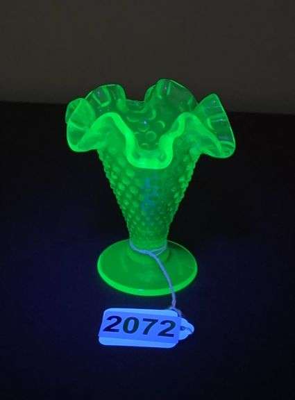 Fenton Green Uranium Glass Vase image