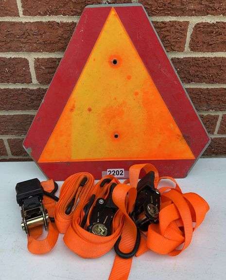 Slow Moving Vehicle Sign and Ratchet Straps image