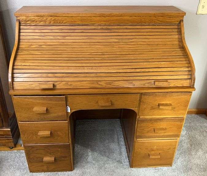 Oak Wooden Rolltop Desk image
