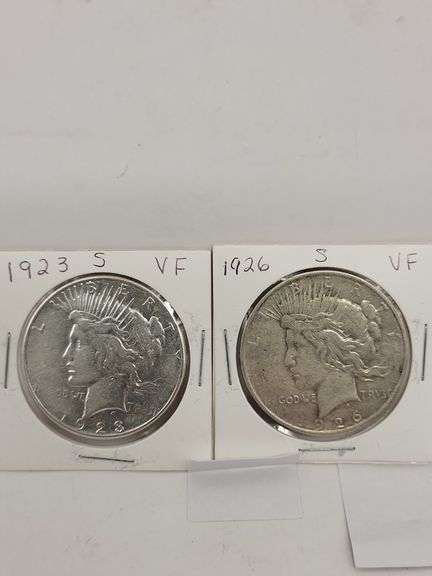 1923 S VF- 1926 S VF PEACE SILVER DOLLARS image