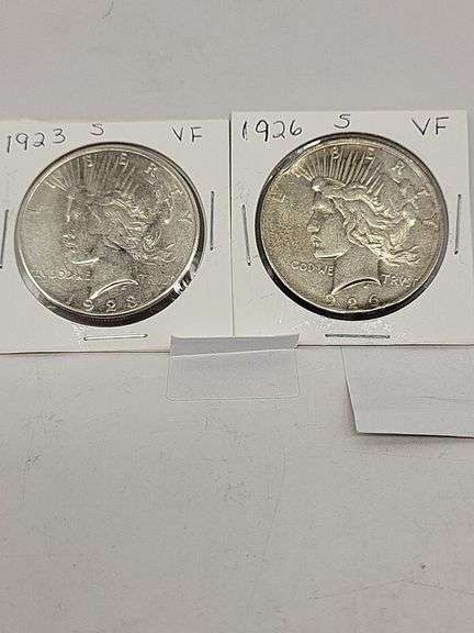 1923 S VF- 1926 S VF Peace silver Dollars image