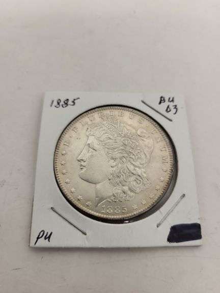 1885 morgan silver dollar BU image