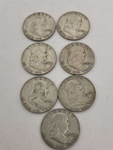 7-1962D FRANKLIN SILVER HALF DOLLARS image