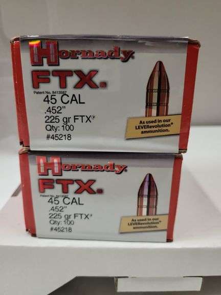 Two Boxes of Hornady FTX 45 Cal .452 225 gr FTX Ammunition image