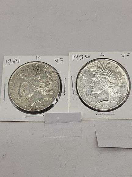 1924 P VF- 1926 S VF PEACE SILVER DOLLARS image