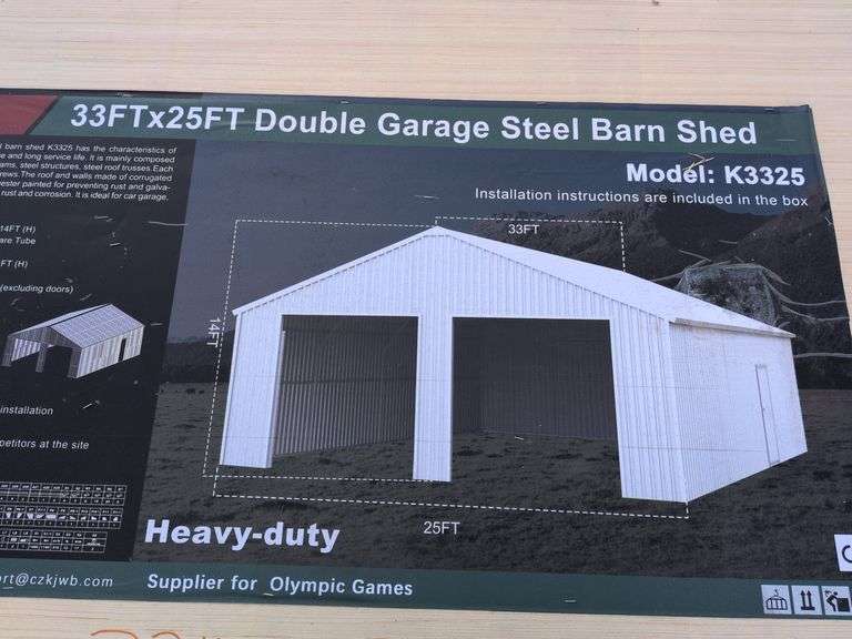 33*25 Double Garage Steel Barn Shed image