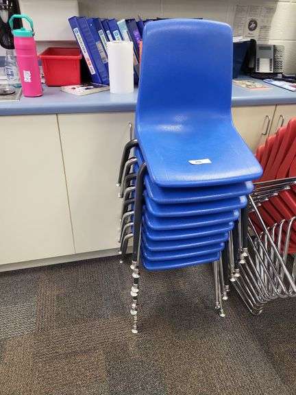 Stack of 8 blue school desks image