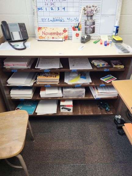 Rolling storage table- items on and around table not included image