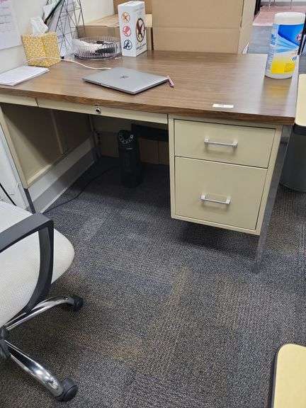 Metal desk- contents on and around desk not included image
