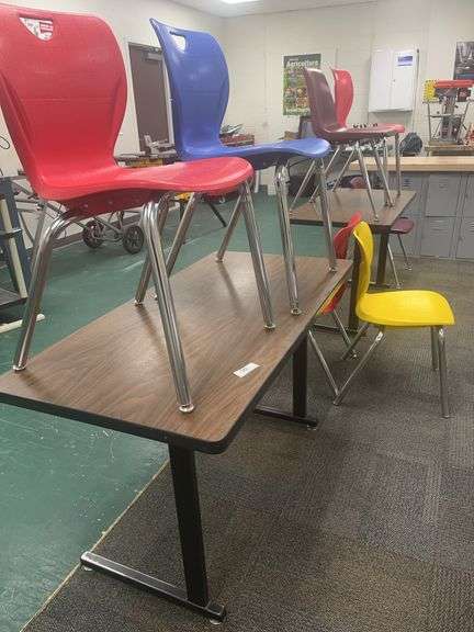 2- Tables desk and 7 chairs image