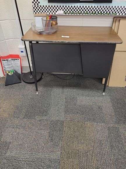 1 school desk- contents on and around desk not included image