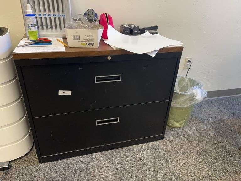 3- filing cabinets and book shelf - contents not included image