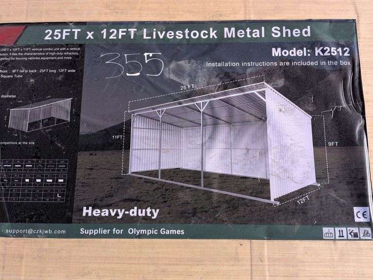25ft x 12ft Livestock Metal Shed image