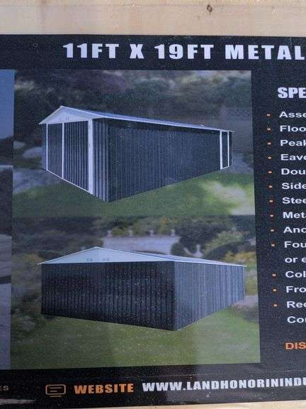 11'x19' Metal Garage Shed With Double Front Doors image