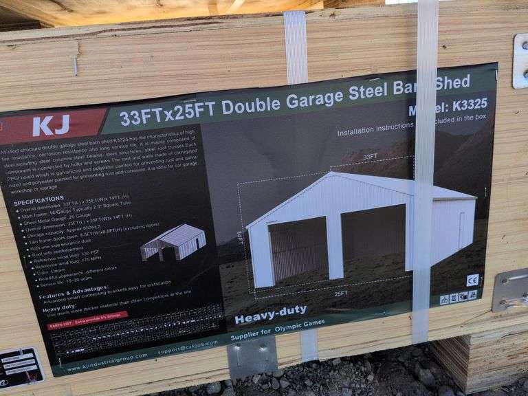 33ft x 25ft Double Garage Steel Barn image