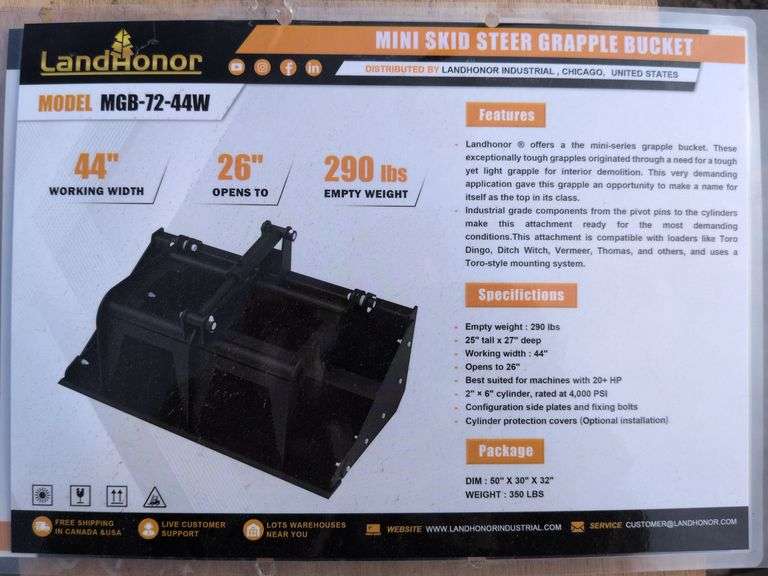 Mini Skid Steer Grapple Bucket image