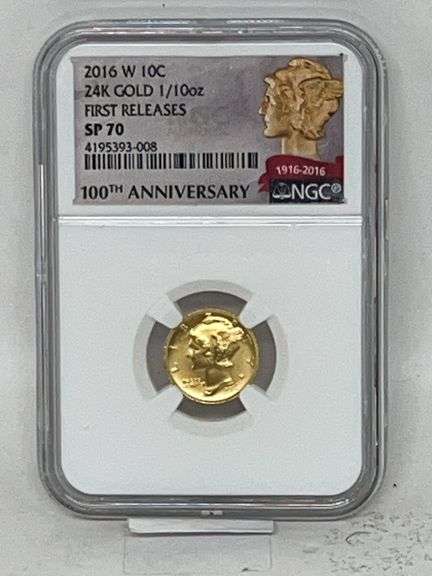 2016 W Liberty 10c Coin 24K Gold 1/10 oz SP 70 image