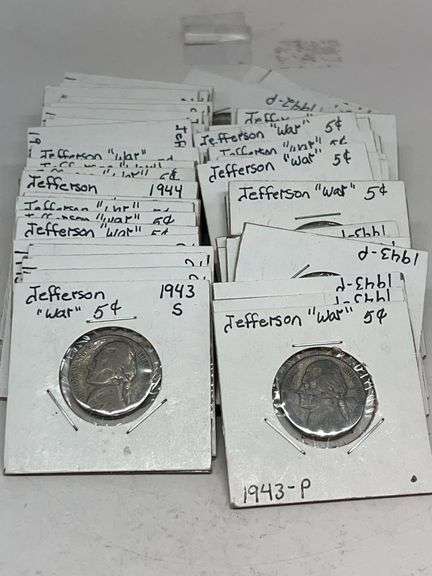 52 Wartime Jefferson Nickels Various Dates 35% Silver image