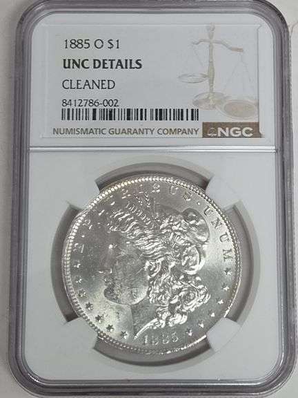 1885 O Morgan Silver Dollar NGC UNC Details (CLEANED) image