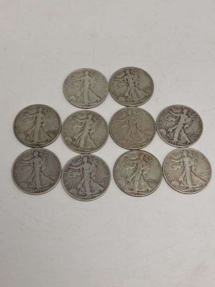 10 Various Date Walking Liberty Half Dollars image