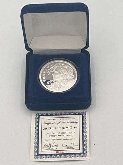 2013 Freedom Girl Silver Proof Round Medallion 1 Troy Oz image
