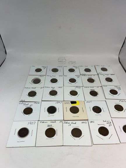 25 Indian Head Pennys Varies Dates image